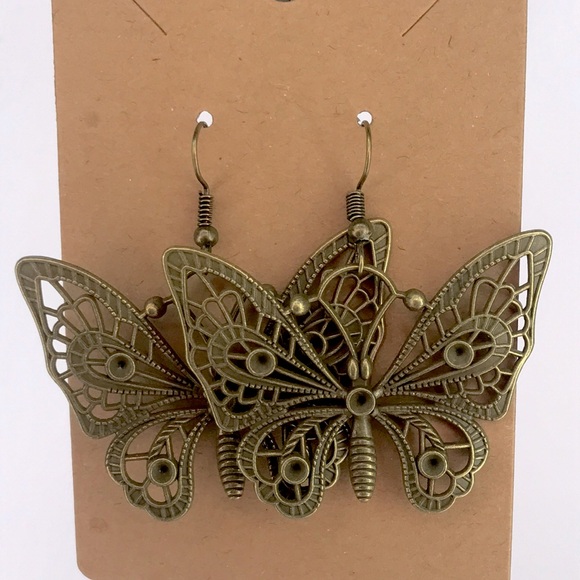 Fashion Jewelry Jewelry - Fashion Jewelry Elegant Butterfly Earrings in Antique Gold Bronze
